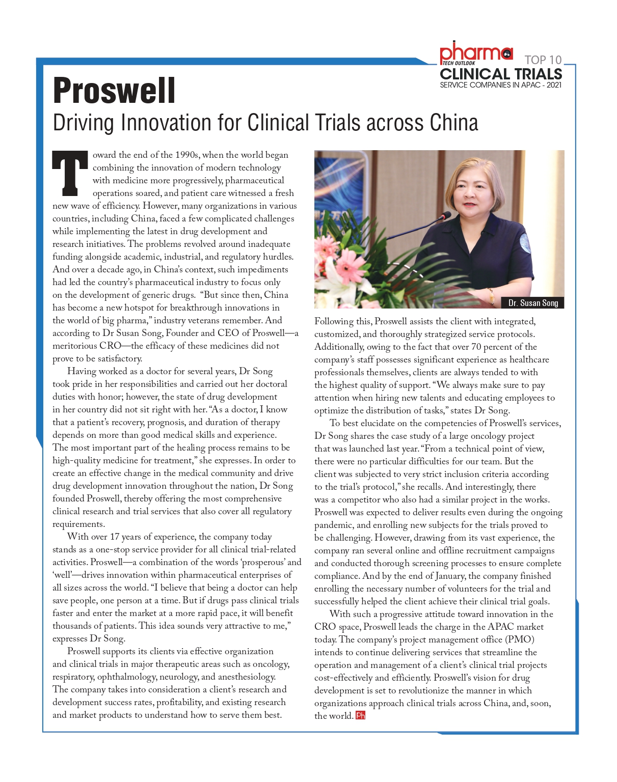 Recognized as Top 10 Clinical Trials Service Companies in APAC